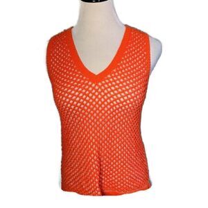 Leo & Sage Orange V-Neck Sweater Vest Sz XS